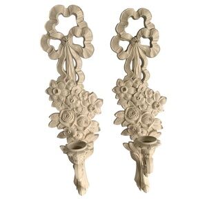 Vintage Sconce Candlestick Holder 1969 Candleholder Syroco 4089 Flower Basket